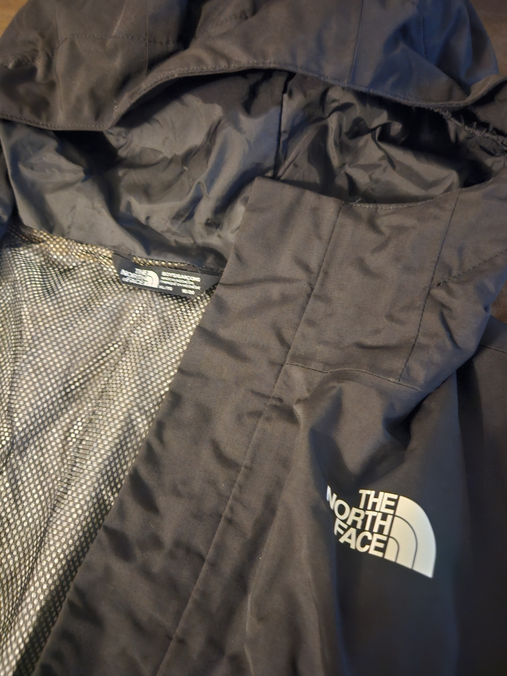 The North Face Men's Black Hooded Raincoat with Logo